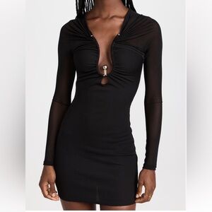 NEW NWT Christopher Esber Polar Orbit Black Ruched Shawl Mini Dress